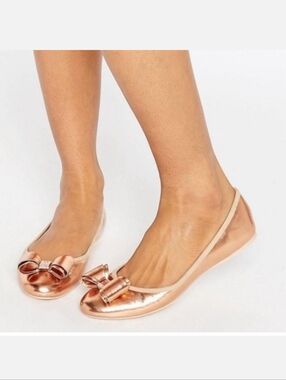 TED BAKER IMMET BALLET FLATS ROSE GOLD Pink